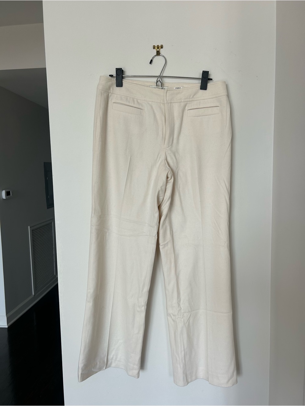 Vintage Banana Republic Harrison Cream Wool Wide Leg Trousers 6